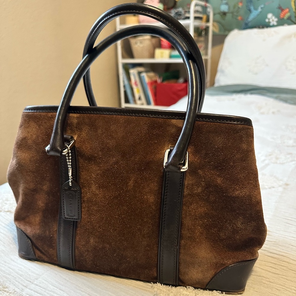 Brown Suede Hampton Coach bag